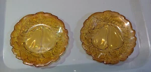 2x Set Tiara Birne dunkelbernstein 6 Zoll Teller gepresstes Glas Indiana Vintage antik - Bild 1 von 3