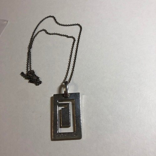 GUCCI G Placca Catena Collana Ciondolo Donna Argento 925 Originale USATA