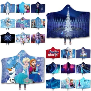 Frozen Elsa Princess Fleece Hooded Blanket Wearable Soft Warm Throw Cloak Nap - Picture 1 of 34