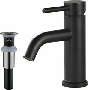 Rainovo Bathroom Faucet Matte Black Single Hole Bathroom Sink Faucet