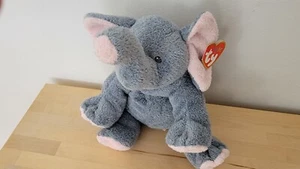 Ty Pluffies WINKS 9 In Gray Elephant Woven Eyes RETIRED Vintage 2002 - Imagen 1 de 5