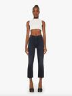 NWT $238 Mother Black The Hustler Ankle Fray Encounters At Night Jeans 34