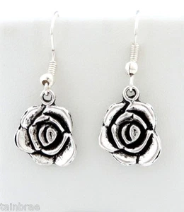 Silver Rose Earrings - Picture 1 of 3