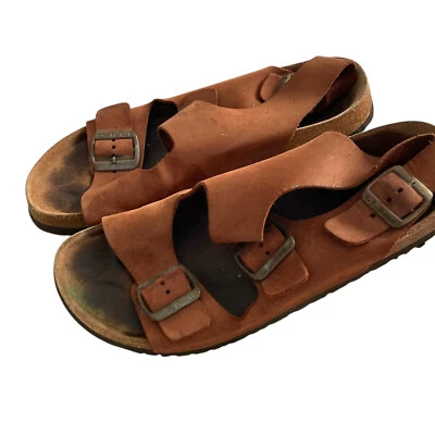 Vintage LL Bean Double Strap Sling Back Leather Sandals Size 8.5 Womens Brown - Image 1 of 4