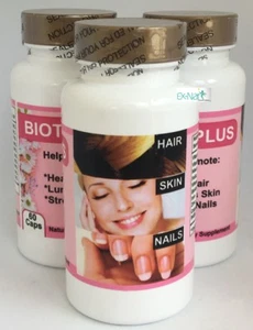 BIOTIN PLUS 180 CAPS MAXIMUM VITAL HAIR GROWTH SMOOTH SKIN STRONG NAILS VITAMIN - Foto 1 di 4