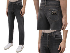 Dolce Gabbana Jeans Denim Comfort Pants Trousers 5 Pockets Metal Plate 50