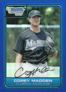2006 Bowman Chrome Draft Draft Picks Blue Refractors Card #39 Corey Madden