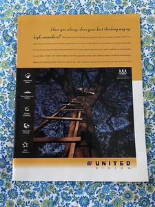 Vintage 1998 United Airlines Print Ad Treehouse Ladder Best Thinking Up High - Picture 1 of 7