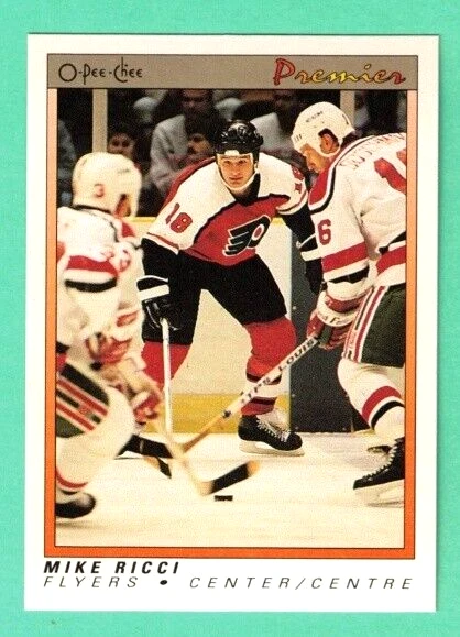 (1) MIKE RICCI 1990-91 OPC PREMIER # 96 FLYERS ROOKIE NM-MT CARD (G0655)