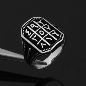 Anillo para hombre Abjad número arábigo plata 925 sólida - Imagen 1 de 9