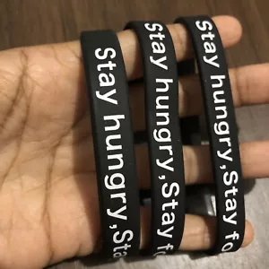 New 3pcs Motivational Stay Hungry Stay Foolish Black White Rubber Bracelets #43 - Picture 1 of 8