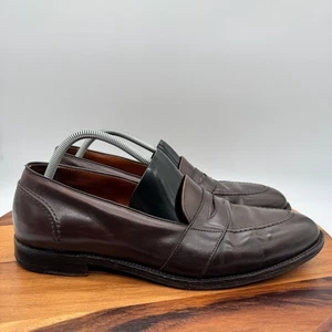 Alden 686 Dress Shoes Mens 14 AA/B Brown Calf Skin Full Strap Penny Loafers - Picture 1 of 12