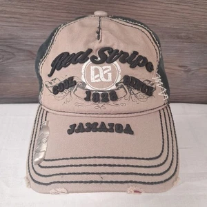 Mütze Flaschenöffner rot gestreift jamaikanisches Lager abgenutzt verstellbar - Bild 1 von 13