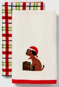 2 Stück Weihnachten Hundehandtücher weiß - Wondershop 100% Baumwolle Frottee - Bild 1 von 3