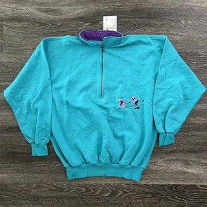 VTG Benger Teal Half Zip Pullover Sweatshirt Women’s XL Men’s M 90s Austria Ski - Picture 1 of 9