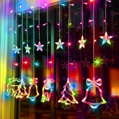 LED Twinkling Fairy String Lights Curtain Window Christmas Party Wedding Xmas - Image 1 of 4