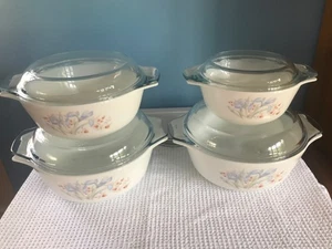 Pyrex Vintage Blue Iris Casserole Dishes with Lids - Picture 1 of 5
