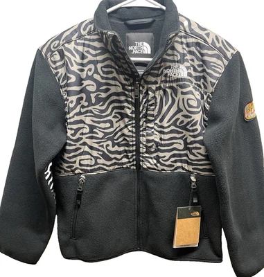 The North Face teen size 12 Denali jacket Polartec Full Zip khumbu black tan New - Image 1 of 4