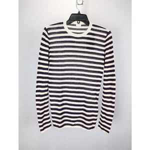 Saint Laurent Paris Striped Ribbed Sweater in White/Purple BNWT S - Picture 1 of 16