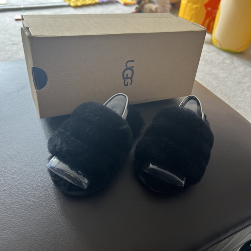 Scarpe sandali blu UGG Fluff Yeah bambino slides taglia 8 EU 25