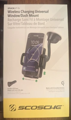 Wireless Charging Universal Window Dash Mount Scosche StuckUp Qi Phone Holder - Image 1 of 4