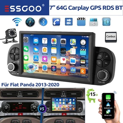 2+64G Android15 Für Fiat Panda 312 2013-2024 7" Carplay Autoradio GPS NAVI +KAM - Bild 1 von 4