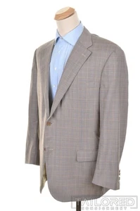CANALI Current 1934 Taupe Plaid Check Wool Blazer Sport Coat Jacket - 48 R - Picture 1 of 9