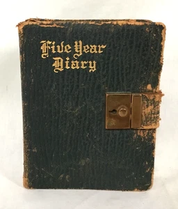 Vintage 1930s Five-Year Diary – Fully Written, Complete Entries – Locking Cover - Foto 1 di 13