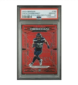 Zach Charbonnet PSA 10 2023 Obsidian Asia Red Flood /90 Rookie Card Seahawks - Picture 1 of 2
