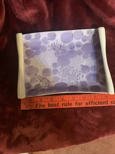 Piatto decorativo vintage Kutani floreale canape piatto bordo rotolo 8,25 lungo viola - Foto 1 di 8