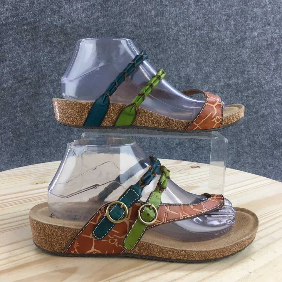L’Artiste by Spring Step Sandals Womens 40 Multicolor Thong Leather Cork Casual - Image 1 of 4