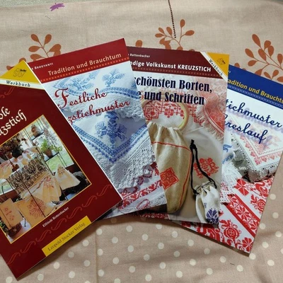 Set of 4 Traditional German Cross Stitch Pattern Books Embroidery Collection - Image 1 of 4