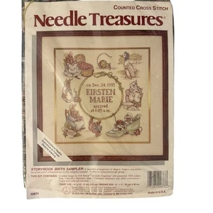 Vintage 1995 Needle Treasures Storybook Birth Sampler Counted Cross Stitch Kit - Bild 1 von 3