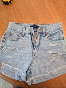 Aeropostale Denim Shorts Size 00 Distressed Cuffed Blue Jean - Picture 1 of 9