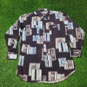 VTG 80s Panhandle Slim USA Abstract Ikat Print Cotton Shirt XXL Tall - Picture 1 of 6