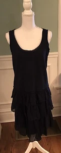 J Crew Navy Blue Dress with Ruffles Sleeveless Size Small - Picture 1 of 1