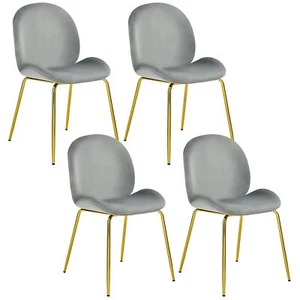 4PCS Velvet Dining Chair Accent Leisure Chair Armless Side Chair Grey - Picture 1 of 10