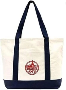 Trader Joe’s Canvas Bag Tote LARGE Grocery Shopping Eco Reusable NWT Ships FREE - Picture 1 of 7