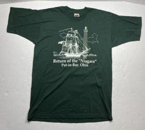 Vintage Put In Bay Ohio T-shirt Return Of The Niagara Tall Ship Large Green - Picture 1 of 7