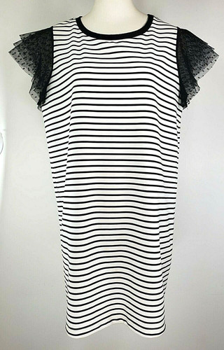 VETEMENTS Abito Adrienne Vittadini Taglia L a righe bianche e nere maniche in pizzo