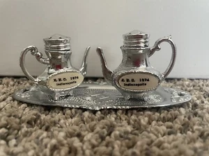 Souvenir Indianapolis Teapot Salt And Pepper Shakers With Tray Vintage - Picture 1 of 7
