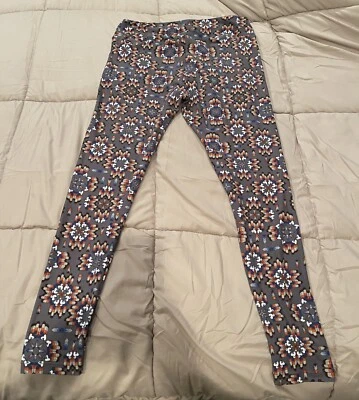 LuLaRoe Disney Tall & Curvy Leggings Gray With Aztec Design and Mickey Mouse - Image 1 of 4