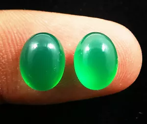 Par de cabujones de ónix verde 100 % natural de 4,00 quilates forma ovalada piedras preciosas sueltas. - Imagen 1 de 3