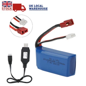Batteria 7.4V 1400mAh T Deans per WLtoys 4WD RC auto A959-B A969-B A979-B K929-B - Foto 1 di 8