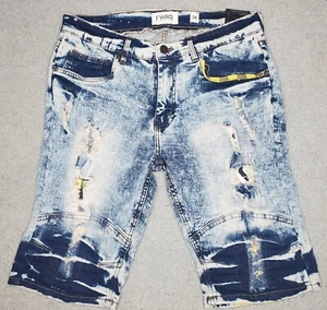FWRD Denim Mens Shorts Slim Fit Stretch Denim Blue Size 34 NWT Distressed - Picture 1 of 6