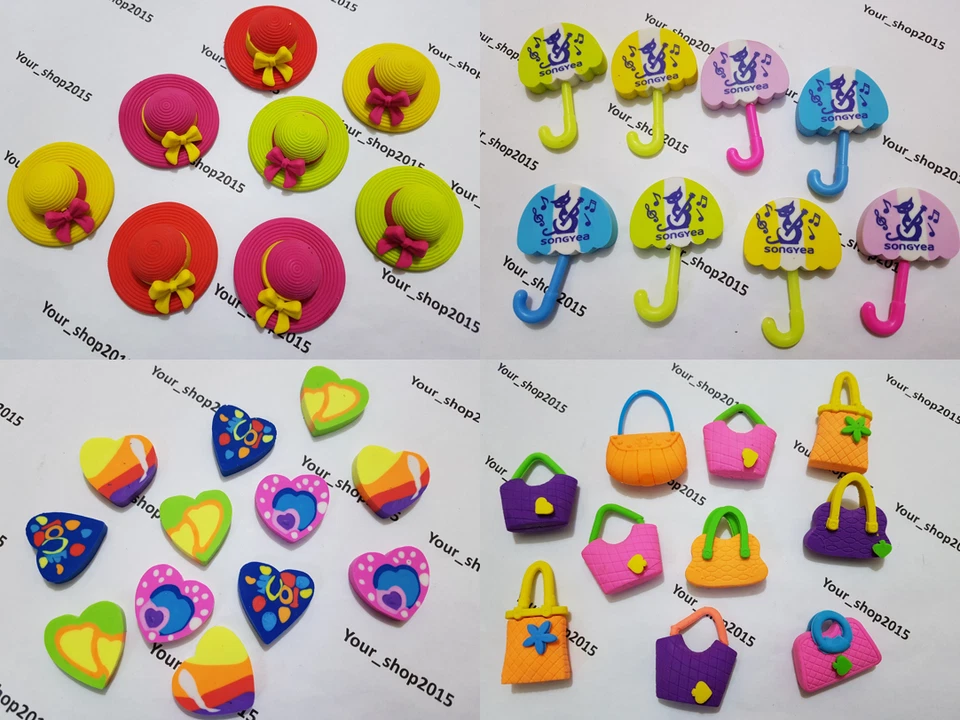8 Rubber Pencil Eraser Stationery Kid Children Novelty for party bag filler - Image 1 of 1