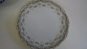 Elite Works Limoges France Plate SM Laurel Flowers Pink Gold Green Fern Rose - Picture 1 of 3