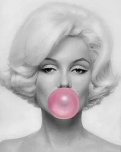 Marylin Monroe Pink Bubble Modern Large Wall Art Framed Canvas Picture 20x30" - Picture 1 of 1