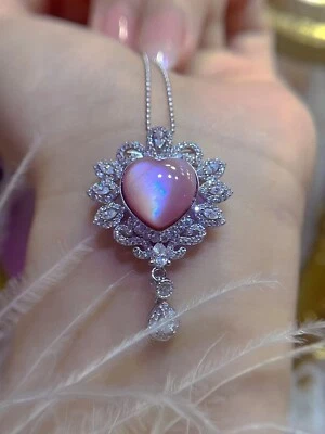 925 sterling silver pink mother of pearl vintage jewelry Pendant estate jewelry - Image 1 of 4