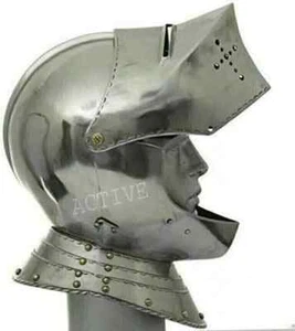 Christmas Medieval LARP Knight Replica Engraved Warrior Helme Close Armor Silver - Picture 1 of 10